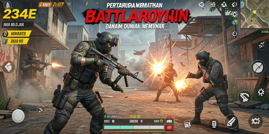 Gameplay seru 234E dalam misi Battle Royale.