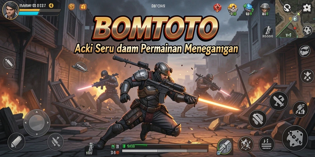 Tangkapan layar yang menunjukkan aksi mendebarkan dalam BOMTOTO.