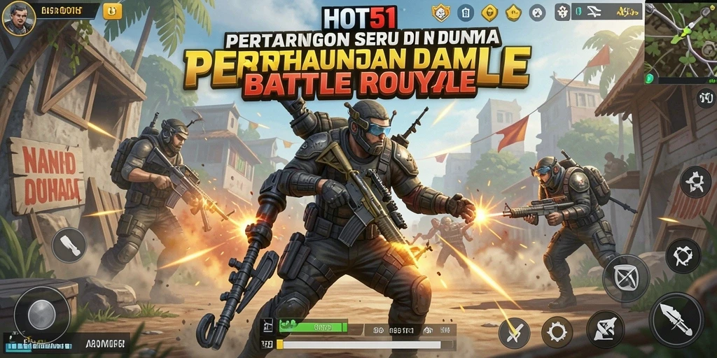 Tangkapan layar HOT51 menampilkan aksi seru dalam pertarungan Battle Royale.