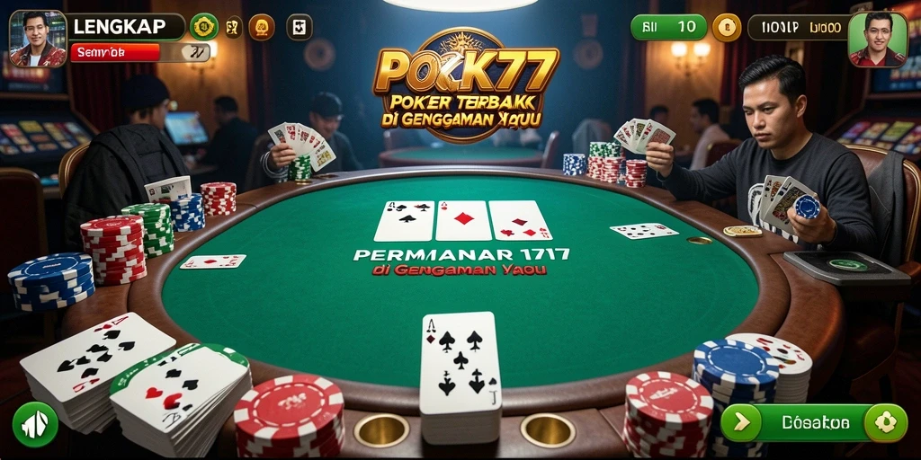Tampilan menarik gameplay LENGKAP777 dengan suasana Poker yang mendebarkan.