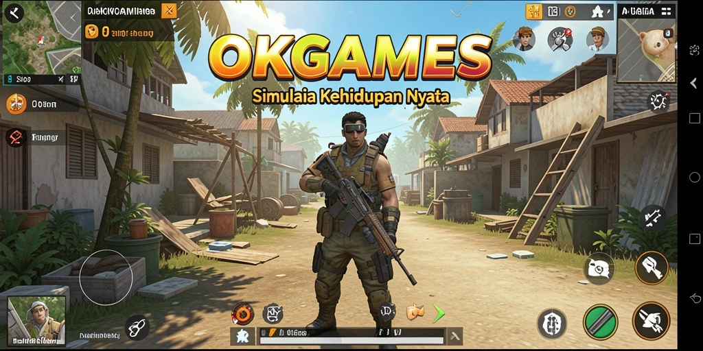 Tampilan gameplay yang realistis dalam OKGAMES menunjukkan interaksi karakter.