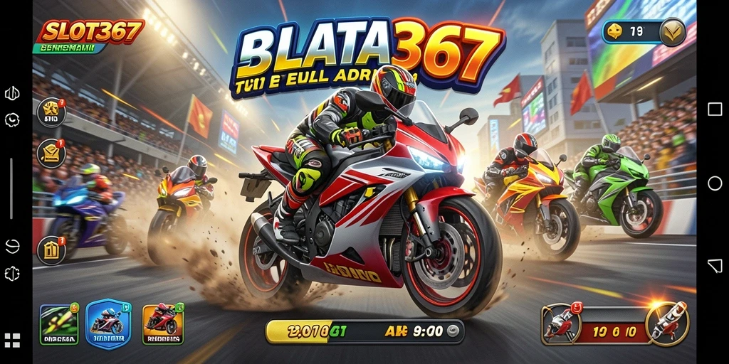 Screenshot SLOT367 menunjukkan aksi balapan motor yang mendebarkan dan visual yang menawan.