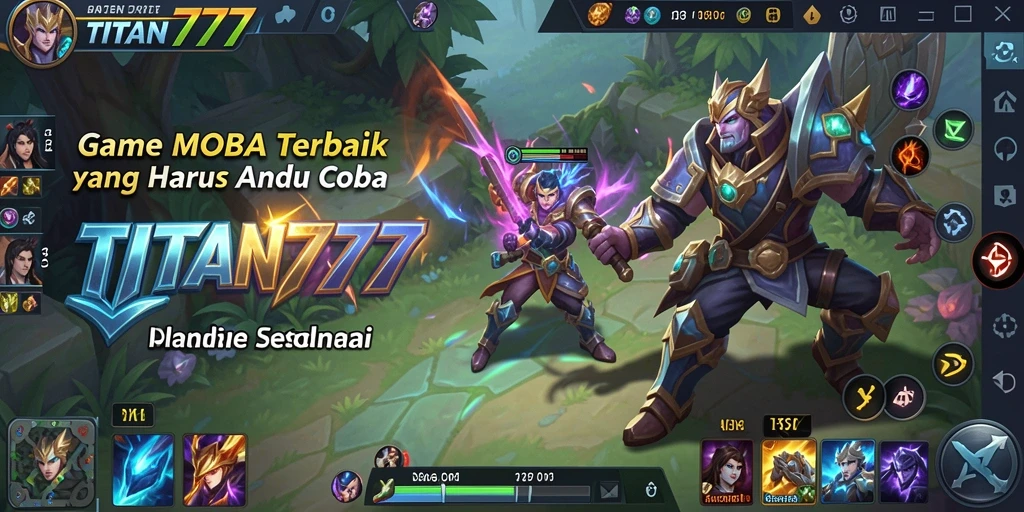 Tampilan gameplay seru MOBA di TITAN777 dengan grafik menakjubkan.